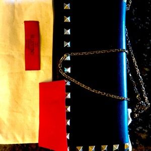 Valentino studded evening bag with gold chain